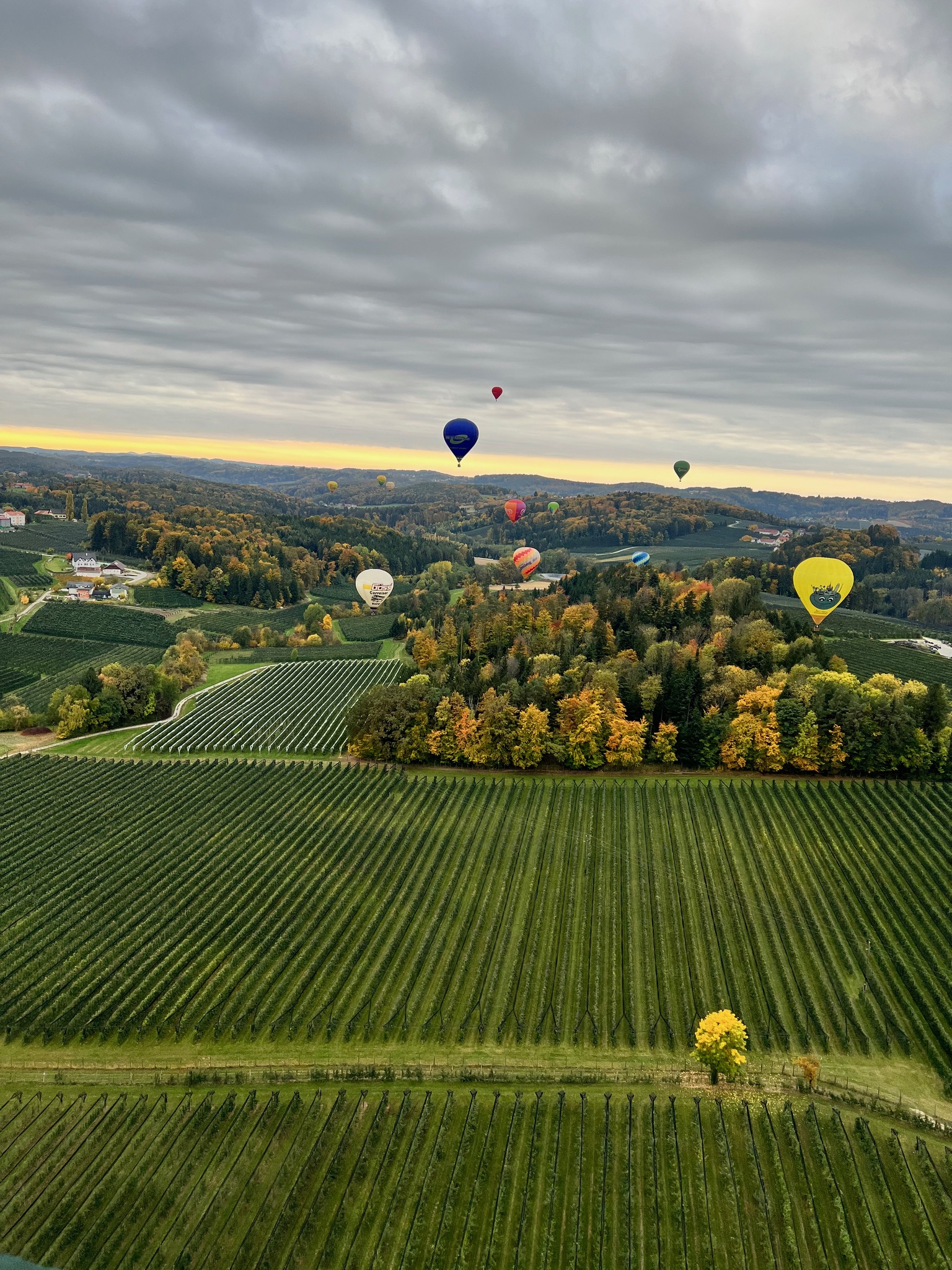 Ballone am Himmel über den Feldern im Main-Kinzig-Kreis