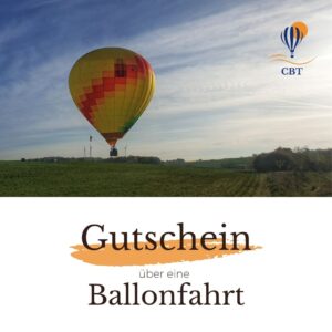 Bild eines Ballons mit Text: Gutschein über eine Ballonfahrt – Ihr ideales Geschenk