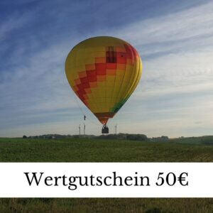 Bild eines Ballon mit Text: Wertgutschein 50€